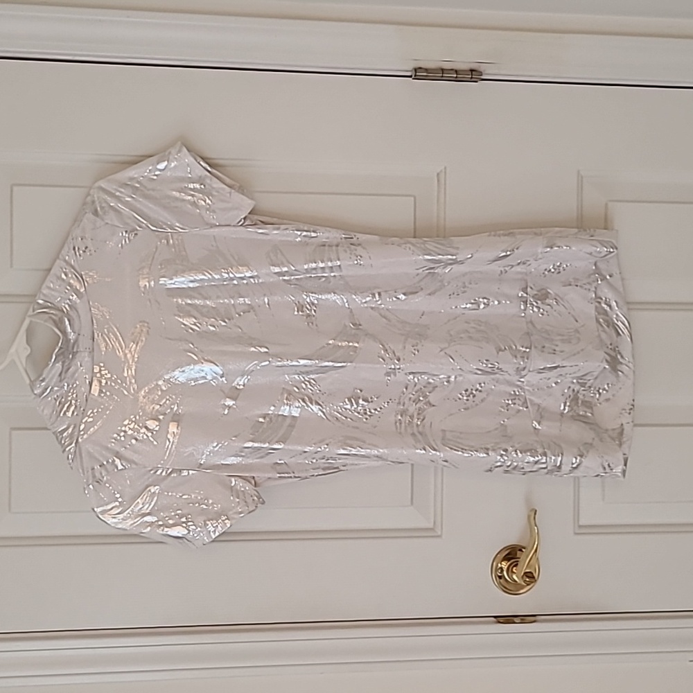 Shimmering Silver Cowl Neck Blouse - Picture 2 of 3